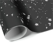 Glitter Stars2 - Silver Black Cadeaupapier (Rol Hoek)
