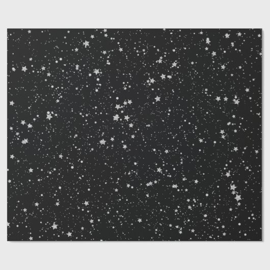 Glitter Stars2 - Silver Black Cadeaupapier (Vlak)