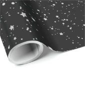 Glitter Stars2 - Silver Black Cadeaupapier (Rol Hoek)