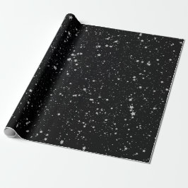 Glitter Stars2 - Silver Black Cadeaupapier
