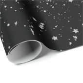 Glitter Stars2 - Silver Black Cadeaupapier (Rol Hoek)
