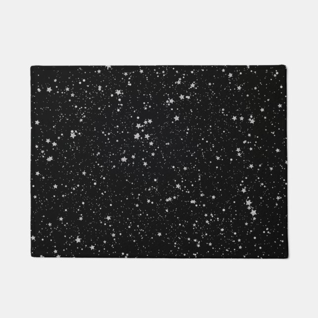 Glitter Stars2 - Silver Black Deurmat (Voorkant)