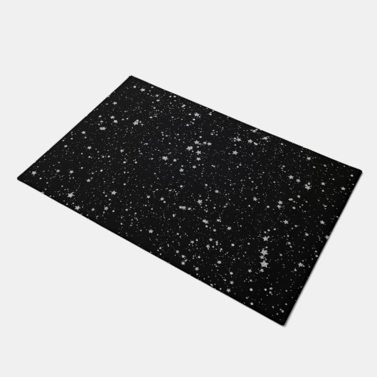 Glitter Stars2 - Silver Black Deurmat (Schuin)