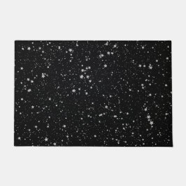 Glitter Stars2 - Silver Black Deurmat