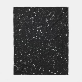 Glitter Stars2 - Silver Black Fleece Deken