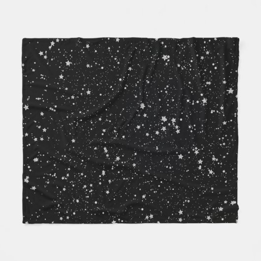 Glitter Stars2 - Silver Black Fleece Deken (Voorkant (Horizontaal))