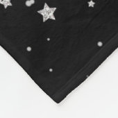 Glitter Stars2 - Silver Black Fleece Deken (Hoek)