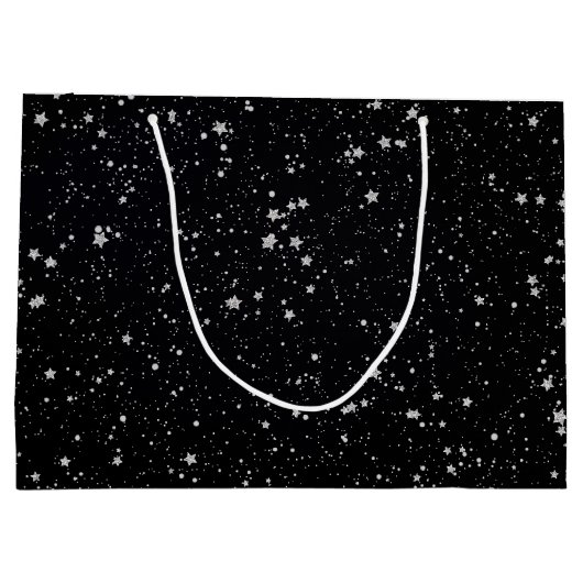 Glitter Stars2 - Silver Black Groot Cadeauzakje (Achterkant)