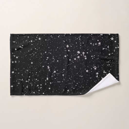 Glitter Stars2 - Silver Black Handdoek (Handdoek)
