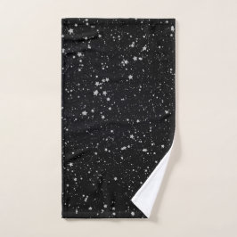 Glitter Stars2 - Silver Black Handdoek