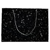 Glitter Stars2 - Silver Black Large Cadeautasje (Achterkant)