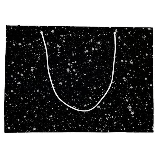 Glitter Stars2 - Silver Black Large Cadeautasje (Achterkant)