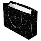 Glitter Stars2 - Silver Black Large Cadeautasje (Achterkant Gekanteld)
