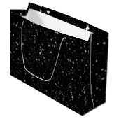 Glitter Stars2 - Silver Black Large Cadeautasje (Voorkant Gekanteld)
