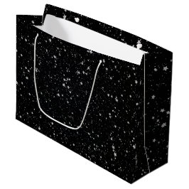Glitter Stars2 - Silver Black Large Cadeautasje