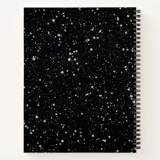 Glitter Stars2 - Silver Black Notitieboek (Achterkant)