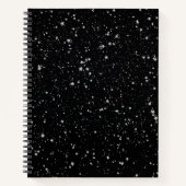 Glitter Stars2 - Silver Black Notitieboek (Voorkant)