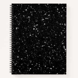 Glitter Stars2 - Silver Black Notitieboek