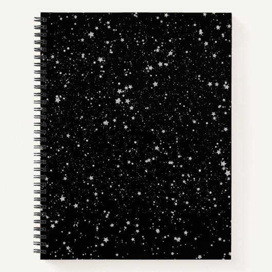 Glitter Stars2 - Silver Black Notitieboek (Voorkant)