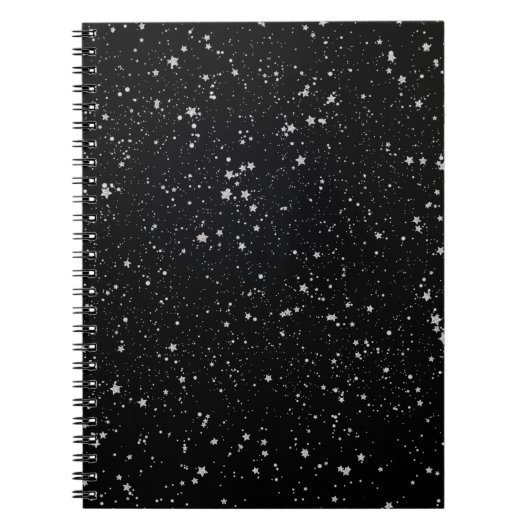 Glitter Stars2 - Silver Black Notitieboek (Voorkant)