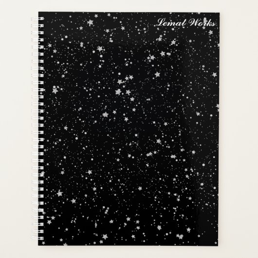 Glitter Stars2 - Silver Black Planner (Voorkant)
