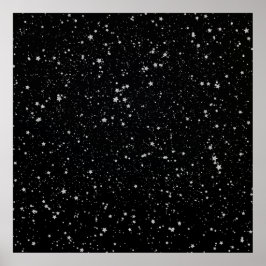 Glitter Stars2 - Silver Black Poster
