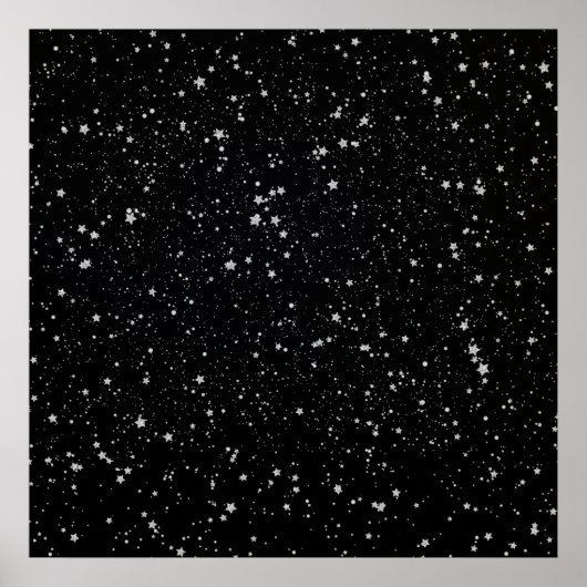 Glitter Stars2 - Silver Black Poster (Voorkant)