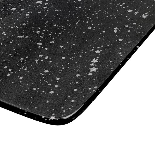 Glitter Stars2 - Silver Black Snijplank (Hoek)