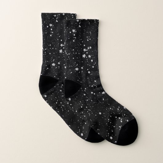 Glitter Stars2 - Silver Black Sokken (Paar)