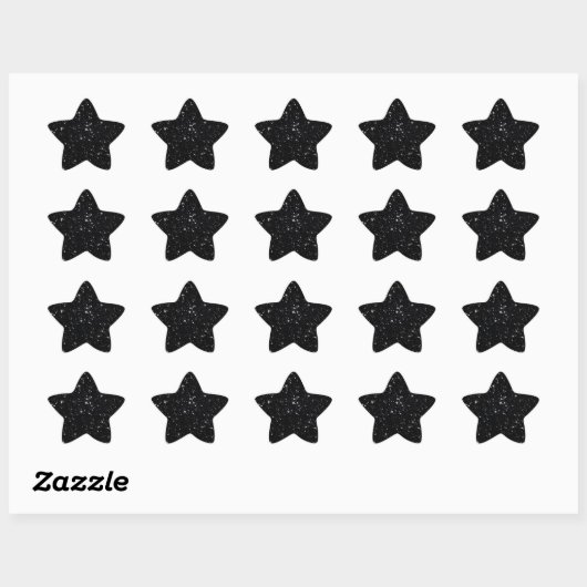 Glitter Stars2 - Silver Black Ster Sticker (Vel)