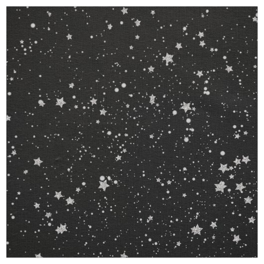Glitter Stars2 - Silver Black Stof (Swatch)