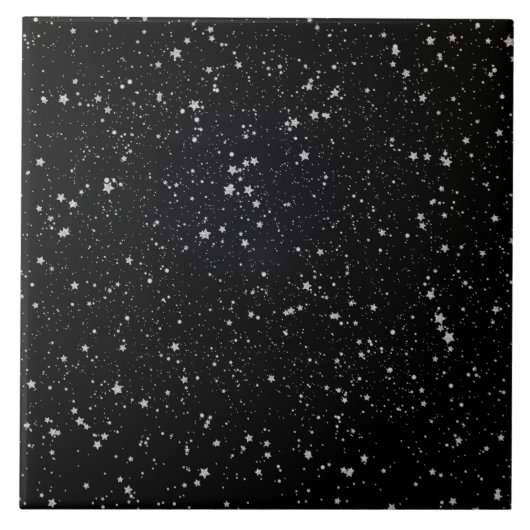 Glitter Stars2 - Silver Black Tegeltje (Voorkant)