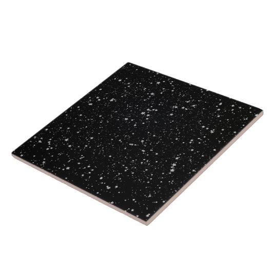 Glitter Stars2 - Silver Black Tegeltje (Zijkant)