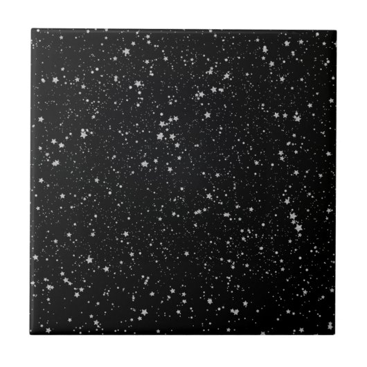 Glitter Stars2 - Silver Black Tegeltje (Voorkant)