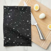 Glitter Stars2 - Silver Black Theedoek (Quarter Fold)