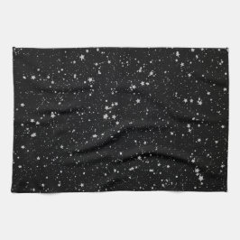 Glitter Stars2 - Silver Black Theedoek