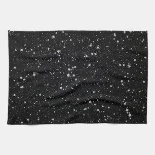 Glitter Stars2 - Silver Black Theedoek