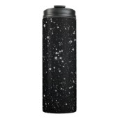 Glitter Stars2 - Silver Black Thermosbeker (Voorkant)