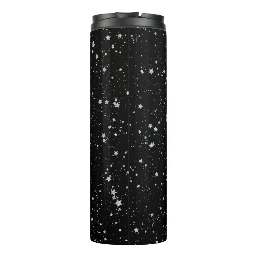 Glitter Stars2 - Silver Black Thermosbeker (Achterkant)
