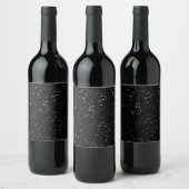 Glitter Stars2 - Silver Black Wijn Etiket (Flessen)
