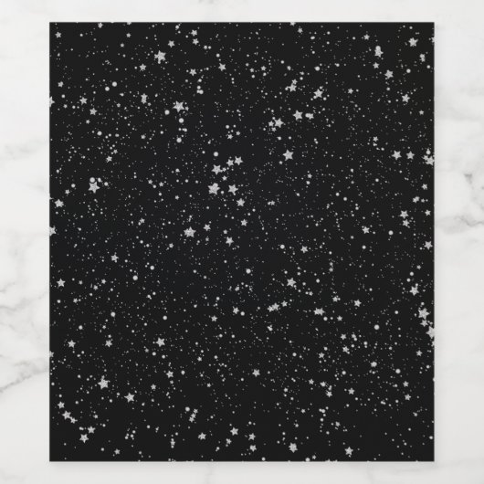 Glitter Stars2 - Silver Black Wijn Etiket (Enkel label)