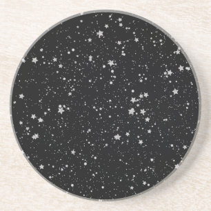 Glitter Stars2 - Silver Black Zandsteen Onderzetter