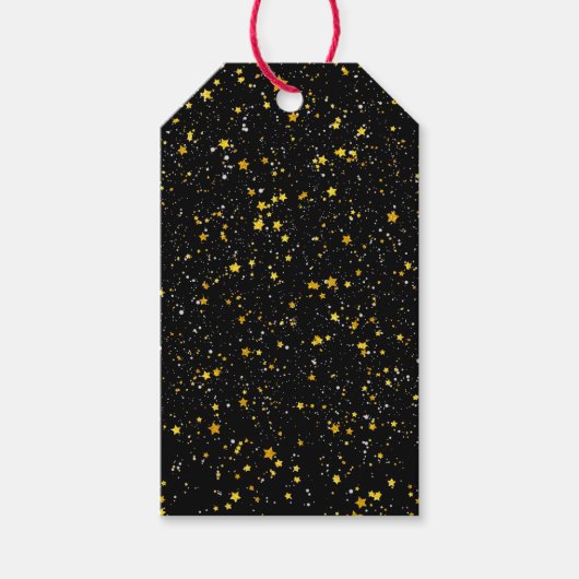 Glitter Stars3 - Gold Black Cadeaulabel (Voorkant)
