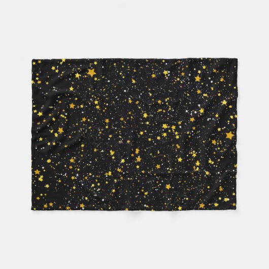 Glitter Stars3 - Gold Black Fleece Deken (Voorkant (Horizontaal))
