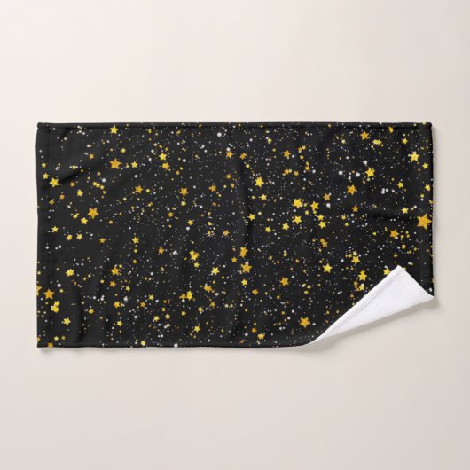 Glitter Stars3 - Gold Black Handdoek (Handdoek)