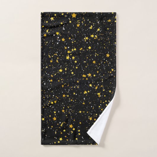 Glitter Stars3 - Gold Black Handdoek (Handdoek)