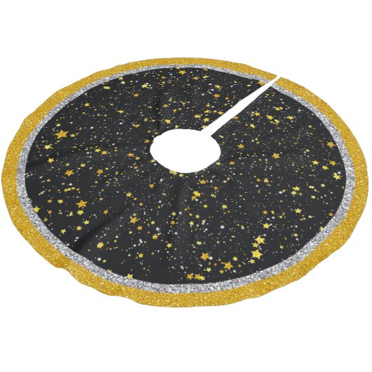 Glitter Stars3 - Gold Black Kerstboom Rok (Gekanteld)