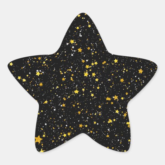 Glitter Stars3 - Gold Black Ster Sticker (Voorkant)