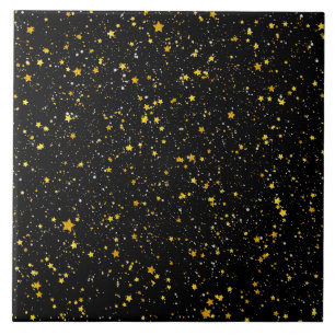 Glitter Stars3 - Gold Black Tegeltje