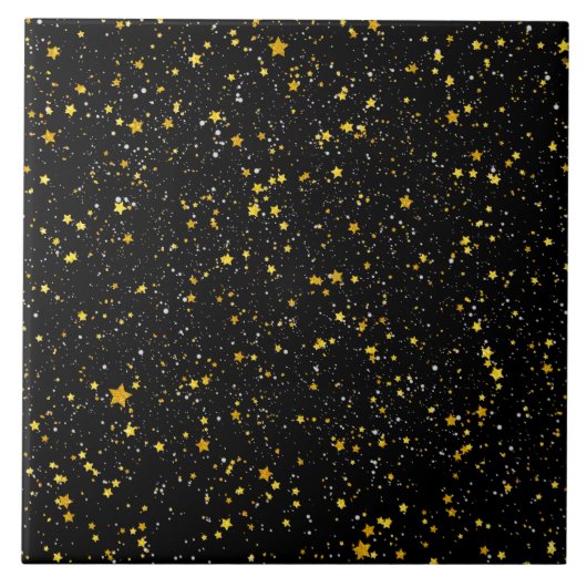 Glitter Stars3 - Gold Black Tegeltje (Voorkant)